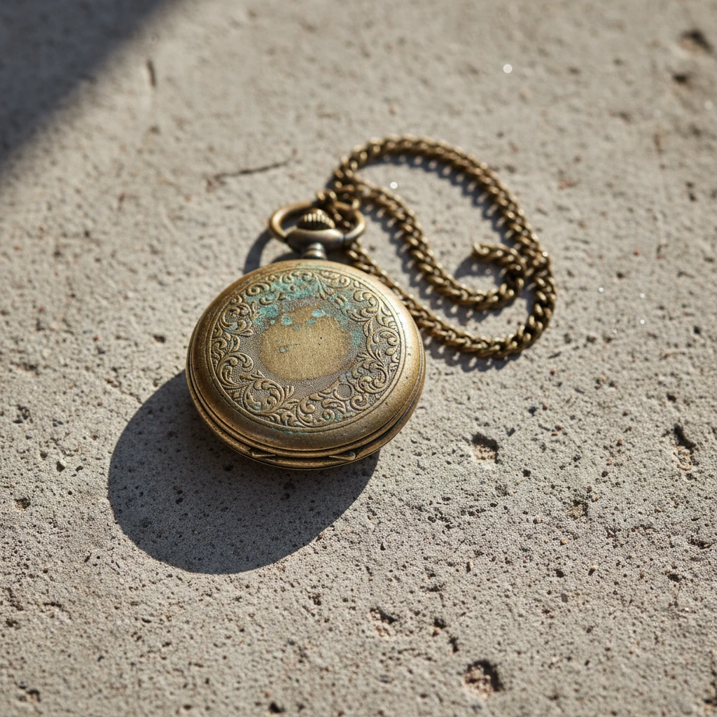 Vintage Taschenuhr auf Betonfläche – Zeit in der Stille